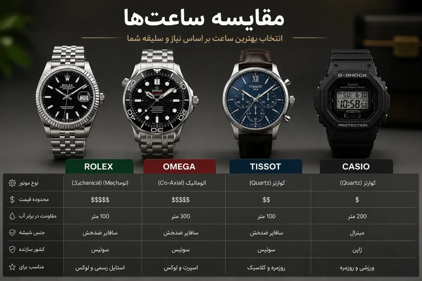 تفاوت ساعت کوارتز، اتوماتیک و مکانیکی